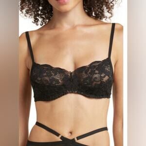 New FREE PEOPLE X WE ARE HAH Hook Up Wireless Demi Bra In Noir B 30/38